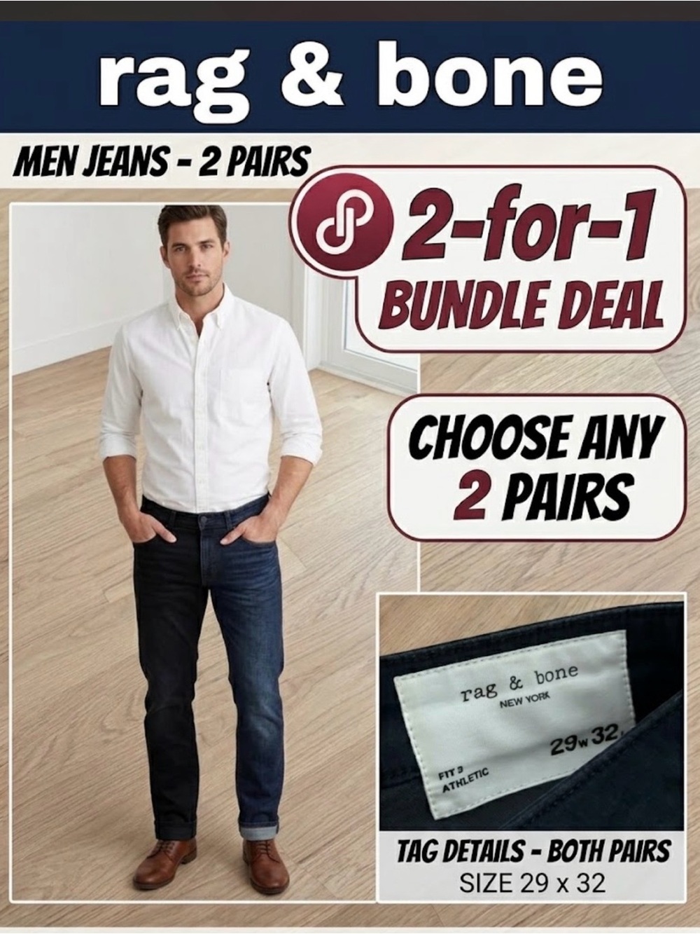 rag & bone Men's Dark Blue Slim Straight Jeans